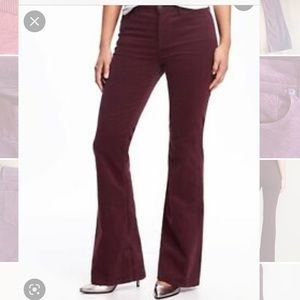 Old Navy Vintage High Rise Flare Corduroy Pants Womens 14 Tall in Plum